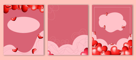 Collection of greeting cards for Valentine's Day, templates for printing, design, Valentine's Day, soft pastel colors, cards for February 14, love cardsの写真素材