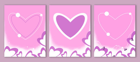 Collection of greeting cards for Valentine's Day, templates for printing, design, Valentine's Day, soft pastel colors, cards for February 14, love cardsの写真素材