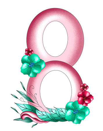 International Women's Day, illustration, greeting cards for mothers, grandmothers, women, girls. Spring. Template for cards, print, design. March 8, hand drawn decorative elementsの写真素材