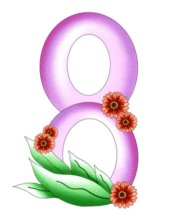 International Women's Day, illustration, greeting cards for mothers, grandmothers, women, girls. Spring. Template for cards, print, design. March 8, hand drawn decorative elementsの写真素材