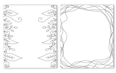 templates for design drawn by hand, lines on a white background, with botanical elements, abstraction for stylish design, printing of cards, flyers, banners and invitations, cardsの写真素材