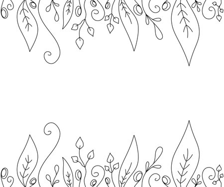 templates for design drawn by hand, lines on a white background, with botanical elements, abstraction for stylish design, printing of cards, flyers, banners and invitations, cardsの写真素材