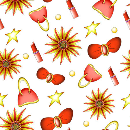 seamless pattern hand drawn for international women's day, drawing for women's holidayの写真素材
