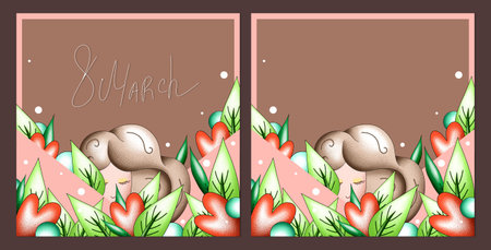 International Women's Day, template for greeting cards, banners, flyers, hand drawn, illustration design for print, March 8, holidaysの写真素材