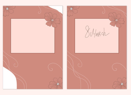 elegant hand drawn holiday templates, international women's day and women's rights protection, spring holiday cardsの写真素材