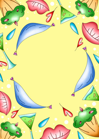 templates for March 8 in pastel colors with female silhouettes and curls, illustration for the design of cards and congratulationsの写真素材