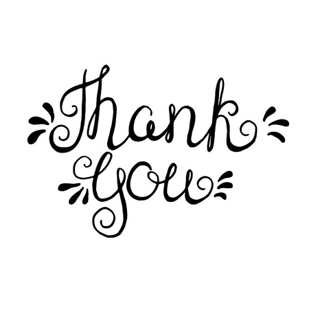 Thank you - handdrawn typography design element. Vector lettering.のイラスト素材