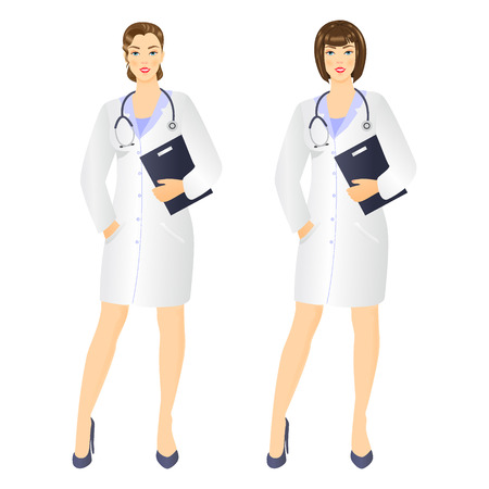 Vector illustration of Smiling woman doctor with documentsのイラスト素材