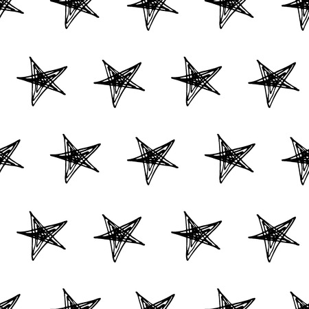Vector illustration of hand-drawn doodle seamless pattern with stars.のイラスト素材