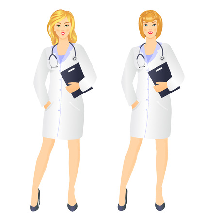 Vector illustration of Smiling woman doctor with documentsのイラスト素材