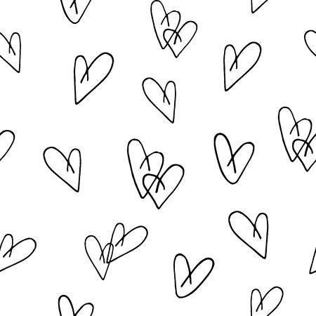 Vector illustration of hand-drawn doodle seamless pattern with heartsのイラスト素材