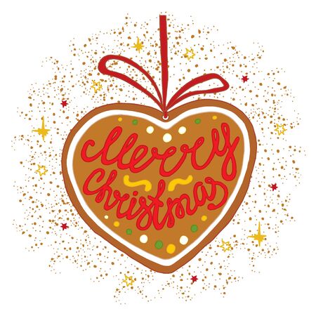 Merry Christmas - handdrawn lettering. Decoration element for cards, invitations and other types of holiday design.のイラスト素材