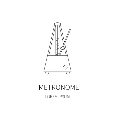 Vector line icon of metronome with moving pendulum.のイラスト素材