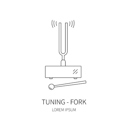 Tuning fork line icon on white background. Vector illustration.のイラスト素材
