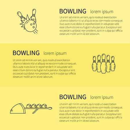Flyer in line style.Bowling line icon vector illustration.のイラスト素材