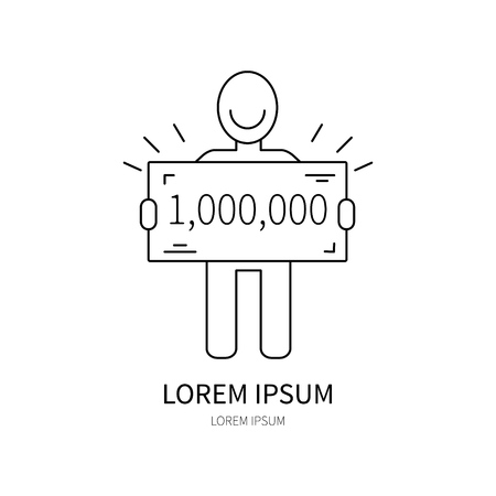 Lottery line icon of winner vector illustration.のイラスト素材