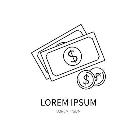 Lottery line icon of dollar vector illustration.のイラスト素材