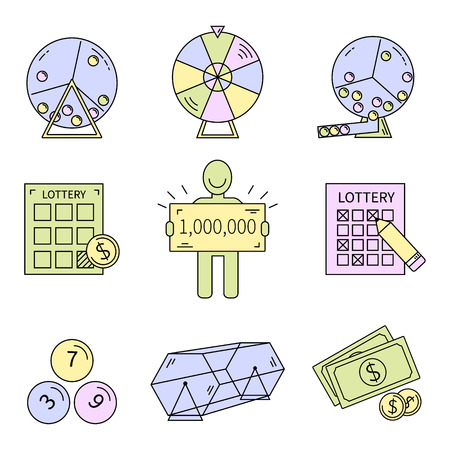 Lottery line icons set isolated vector illustration.のイラスト素材