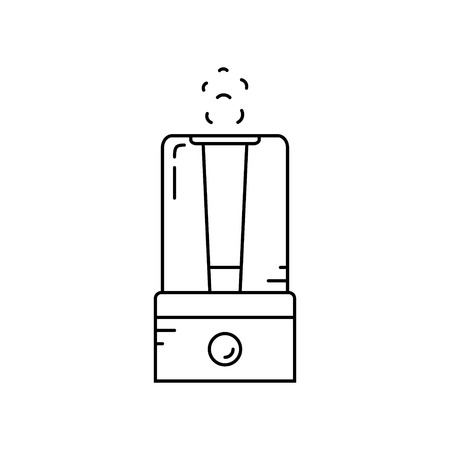Home climate appliances. Air humidifier. Vector line icon.のイラスト素材