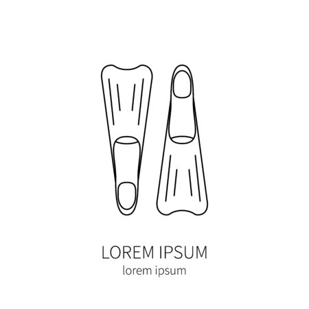 Dive flippers line icon isolated on white background vector illustration.のイラスト素材