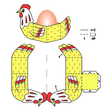 Easter paper packaging decor template .Vector packaging design for egg.Use scissors and glue.のイラスト素材