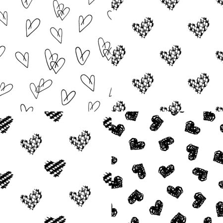Vector illustration of hand-drawn doodle seamless pattern with hearts.のイラスト素材