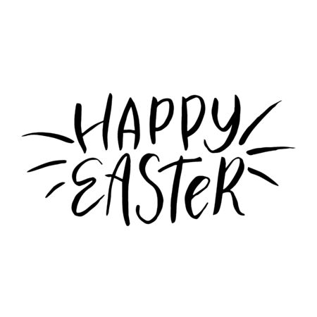 Happy easter.Hand drawn poster with hand lettering.のイラスト素材
