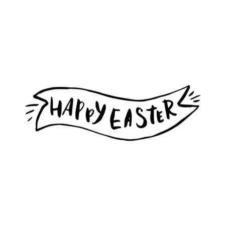 Happy easter.Hand drawn poster with hand lettering.のイラスト素材