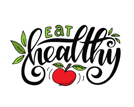 Eat healthy.Inspirational quote.Hand drawn illustration with hand lettering. のイラスト素材