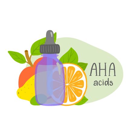 Aha acids. Packaging design. Fruits.のイラスト素材