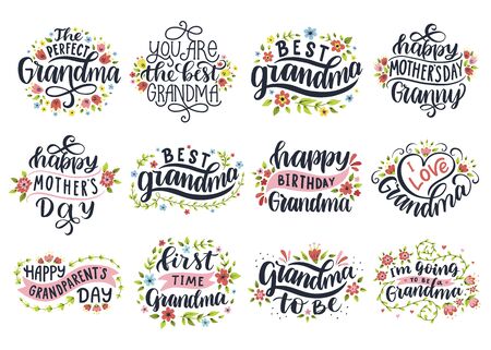 Vector set of calligraphic letteringのイラスト素材