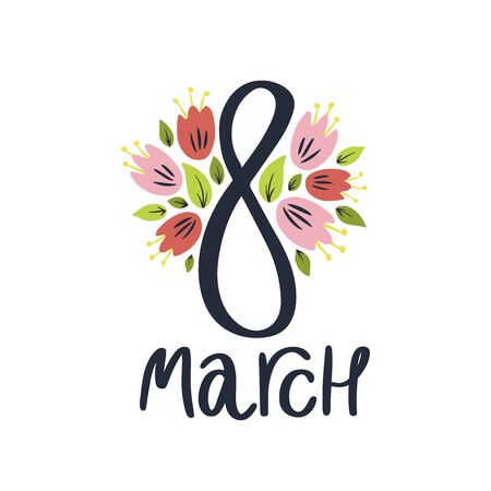 8 march. International women's day. Hand drawn lettering phrase. Vector calligraphic illustration for greeting cards, banners, posters, prints, t-shirts.のイラスト素材