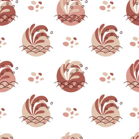 Seamless pattern. Trendy illustration of organic abstract shapes and doodle objects.のイラスト素材