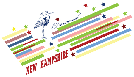 Abstract symbols of the State of New Hampshire in the United States. Vector illustration.のイラスト素材