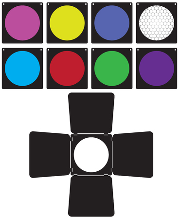 A set of color filters, honeycombs and curtains for studio equipmentのイラスト素材