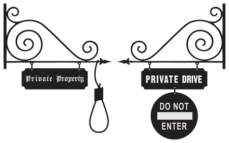 Vintage road signs, Ban on travel to private property.のイラスト素材