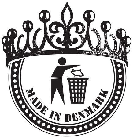 Stamp Imprint Made in Denmark with a symbol of cleanliness and cleaningのイラスト素材