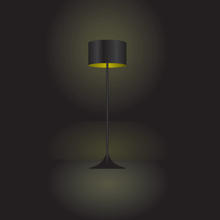 Included floor lamp in a dark room.のイラスト素材