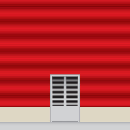 Red wall hangar with a small door.のイラスト素材