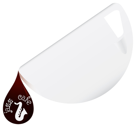Design coffee cup with a flowing coffee drop and the symbol Jazz Cafeのイラスト素材