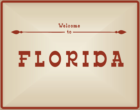 Vintage card Welcome to Florida. Old classic style.のイラスト素材