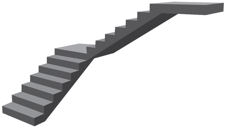 Industrial fragment of L-stairs without railings. Vector illustration.のイラスト素材