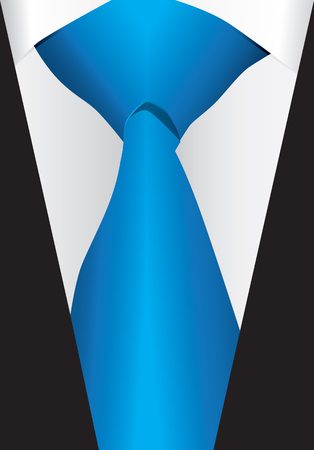 Classic silk male tie. The blue silk tie is tied with a large knot.のイラスト素材