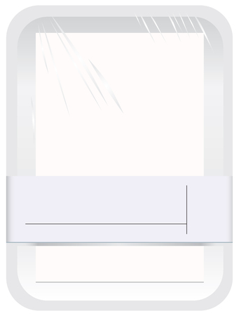 Wrapped plastic food container. Packing with plastic film.のイラスト素材