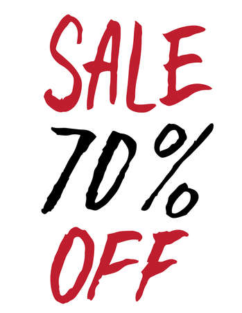 sale 70 percent off. Banner with discount for shops and marketing. black and red color.