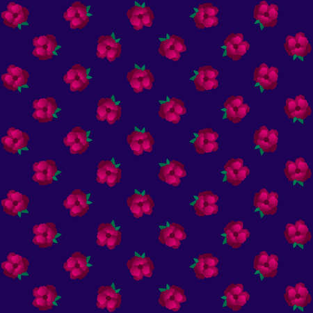Flowers seamless pattern on dark blueのイラスト素材
