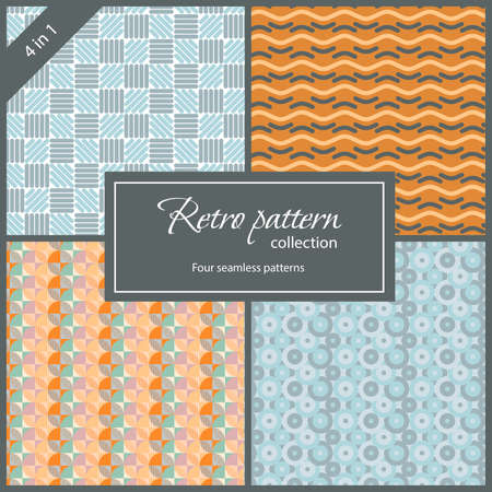 Retro pattern collection. 4 seamless patterns in retro styleのイラスト素材