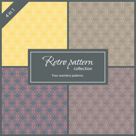 4 seamless patterns in retro style. Retro pattern collection.のイラスト素材