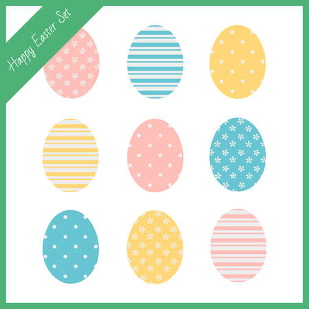 Set of bright Easter eggs. Objects for design.のイラスト素材