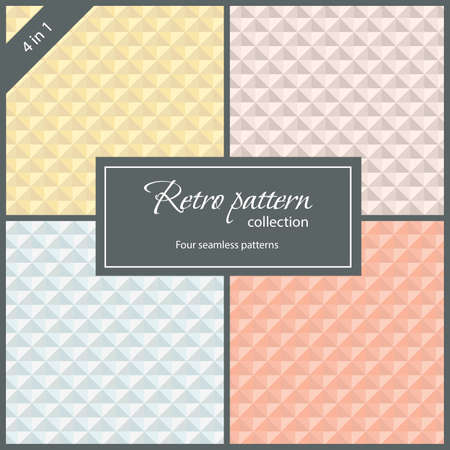 Set of seamless geometric retro patterns. 4 colors.のイラスト素材